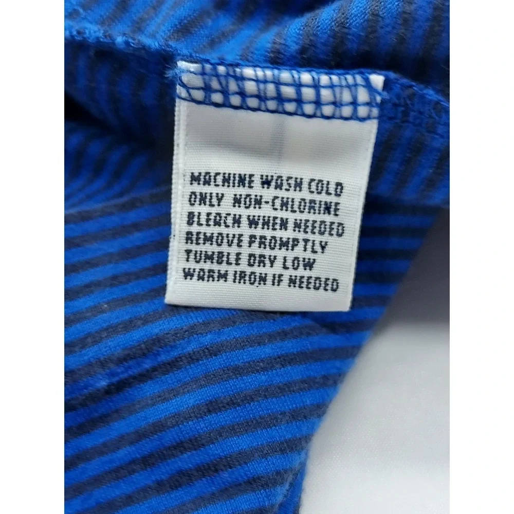 Polo Golf Ralph Lauren Vintage Lisle‎ Blue Black Striped 4 Button Shirt Size XL